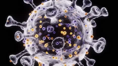 detailed views of a virus structure: exploring the intricacies and components of a viral particle under high magnification