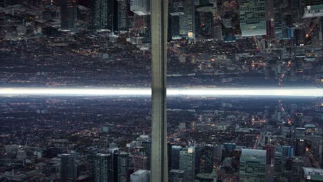 doubling symmetry effect, mirroring city metropolis -  aerial parallax render