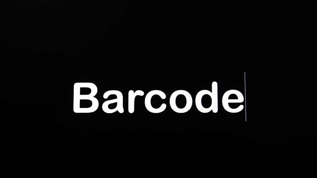 검은 바탕에 색으로 바코드라는 단어를 형성하는 박이는 단락으로 화면에 입력합니다.