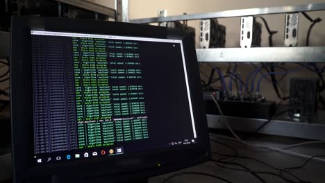 working graphic video cards for e-currency. computer for bitcoin and cryptocurrency mining. crypto farm.