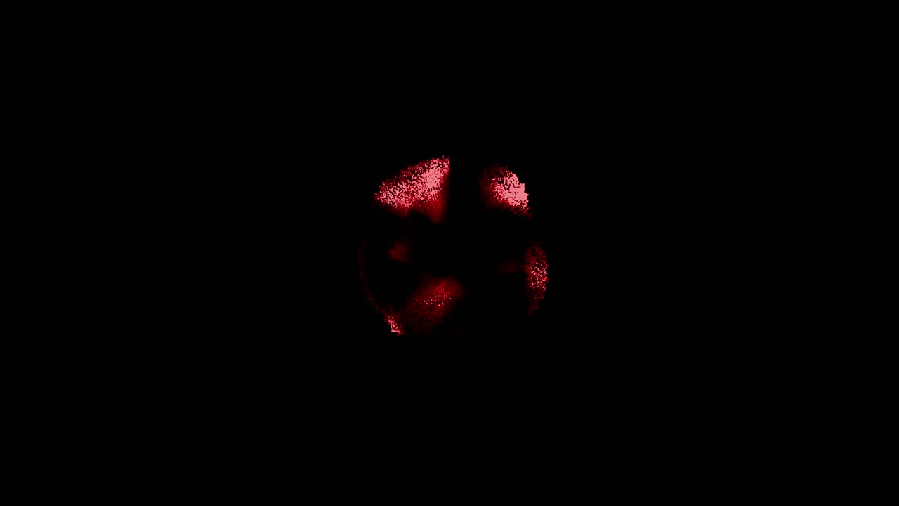 Abstract red particles form swirling shockwave shape before dissipating on black background. For energy, magic, or sci-fi effects