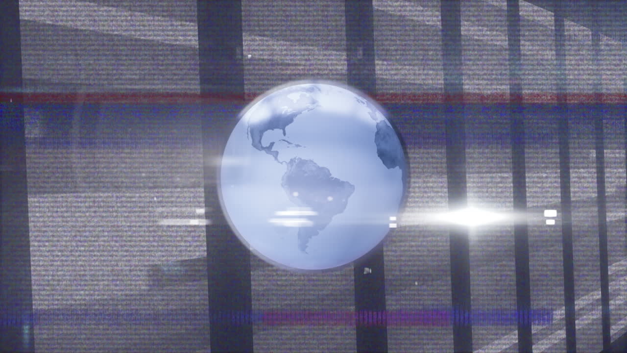 지구와 움직이는 기둥에 대한 간섭의 애니메이션