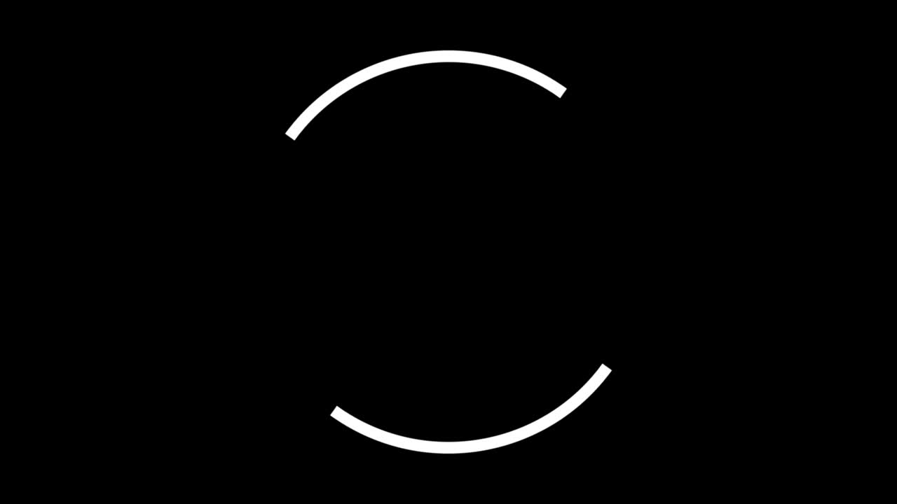 두 개의 색 나선의 추상화: 검은색 배경의 원에서 서로 부드러운 회전. 애니메이션. 기하학적 매혹적인 로딩 나선