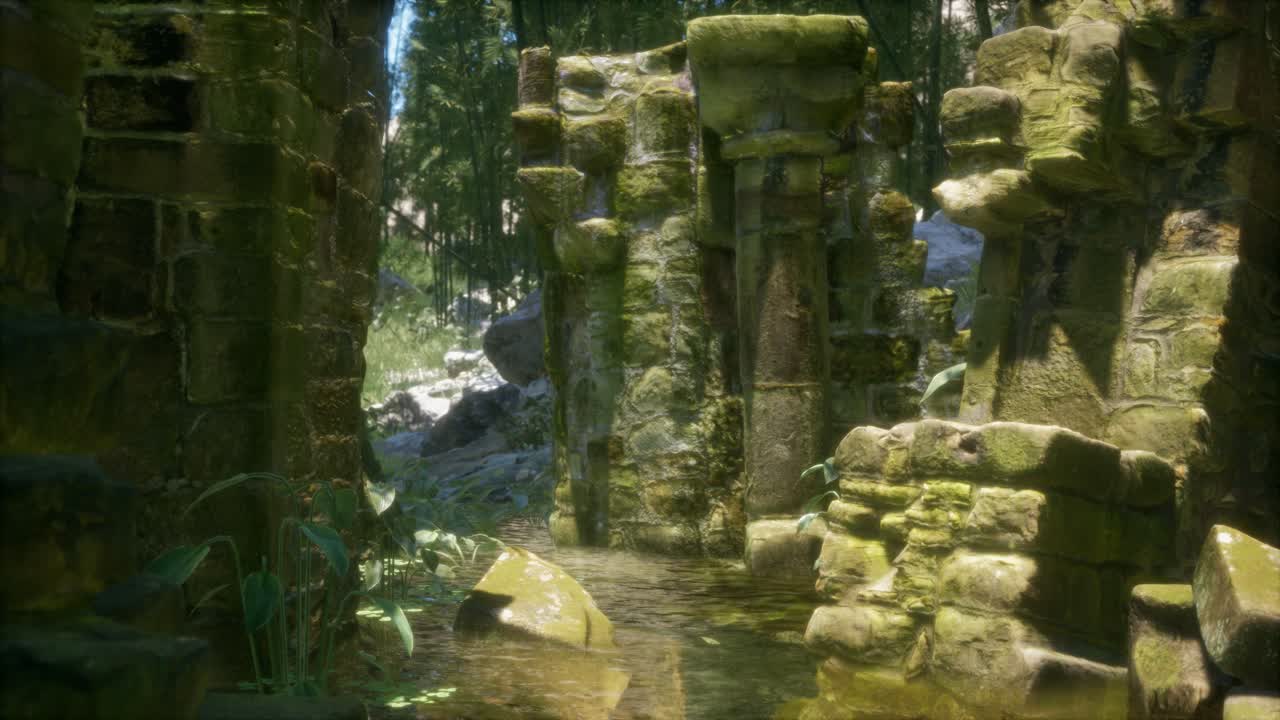 Stone Ruins In A Forest Abandoned Ancient Castle Premium Stock Video