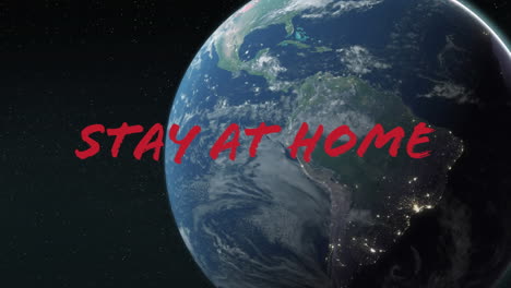 stay at home and stay safe text over globe against black background