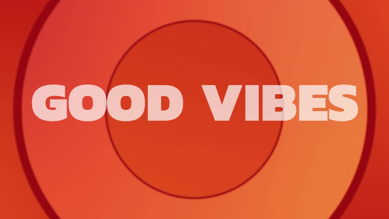 animación de texto de buenas vibraciones sobre círculos rojos