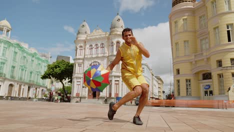 frevo dancer at the street carnival in recife, pernambuco, brazil.