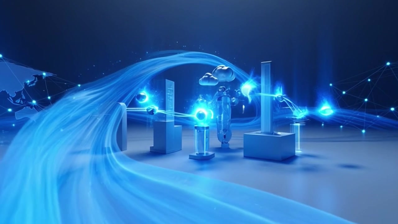 Animazione del flusso di dati digitali e della connettività di rete globale