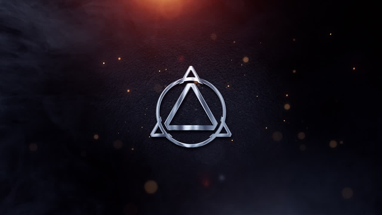 Animazione del Logo con Simbolo Geometrico Astratto e Particelle Luminose