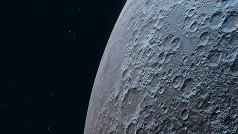 3D-Animation-showing-the-Moon-in-orbit-with-craters