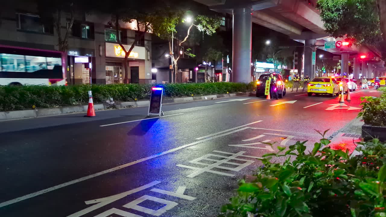 Police Checkpoint: DUI Roadblock and Sobriety Test on Main Street.