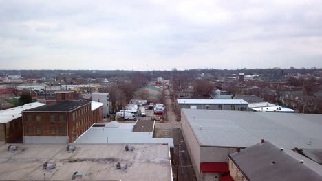 aerial view of louisville kentucky with cars cruising on the highway