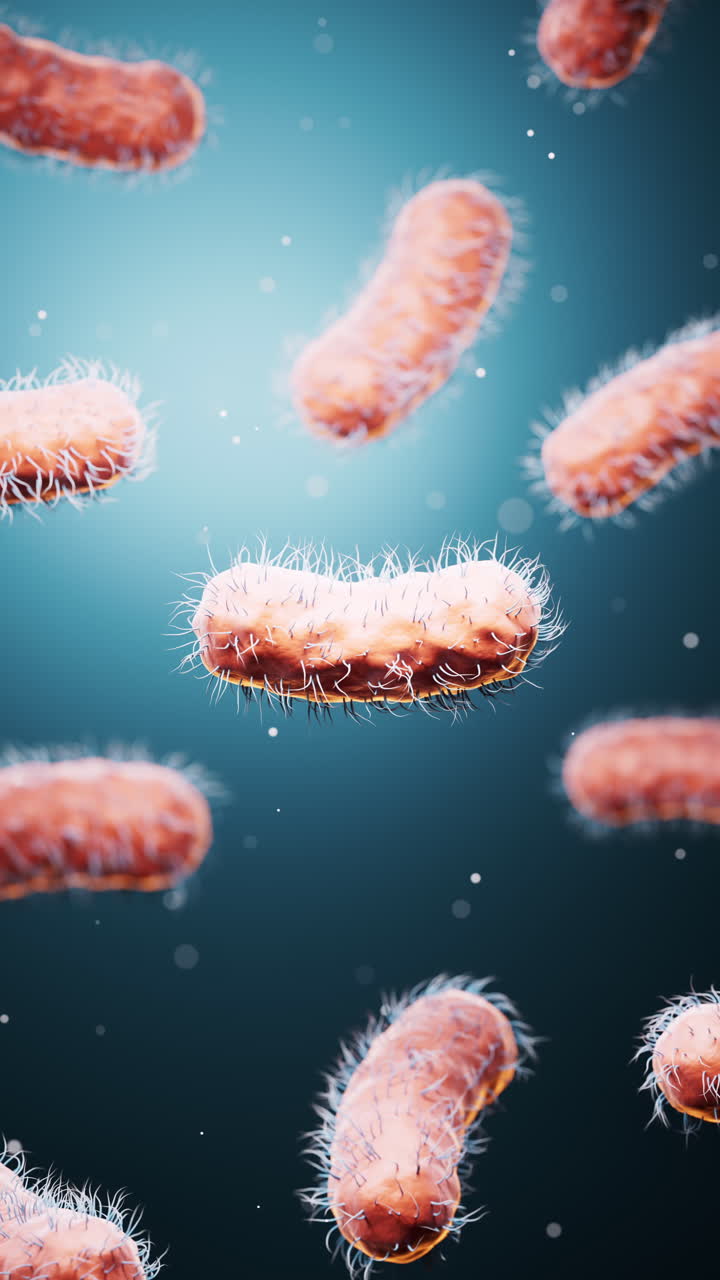 Struttura batterica biomedica microscopica, rendering 3D
