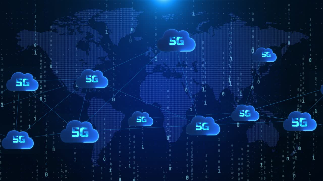 5g cloud computing ciudad inteligente de seguridad cibernética bucle de datos digitales fondo.