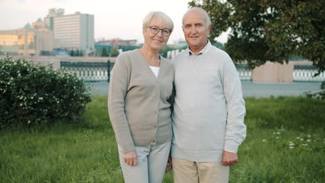 happy senior couple in the park