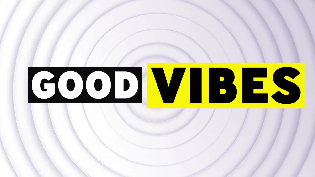 animación de texto de buenas vibraciones sobre ciclos blancos