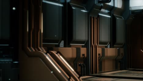 3d rendering of realistic sci-fi spaceship corridor