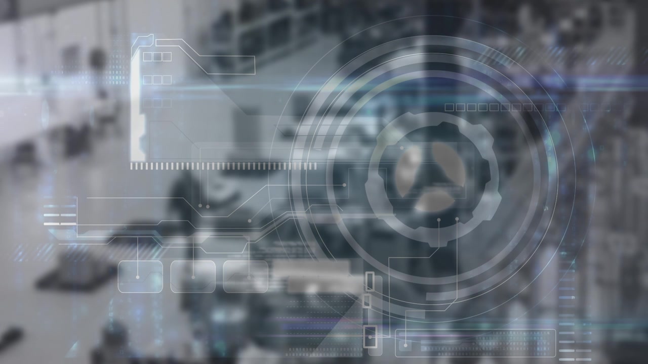 Animation of data processing over cityscape