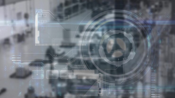 Animation of data processing over cityscape