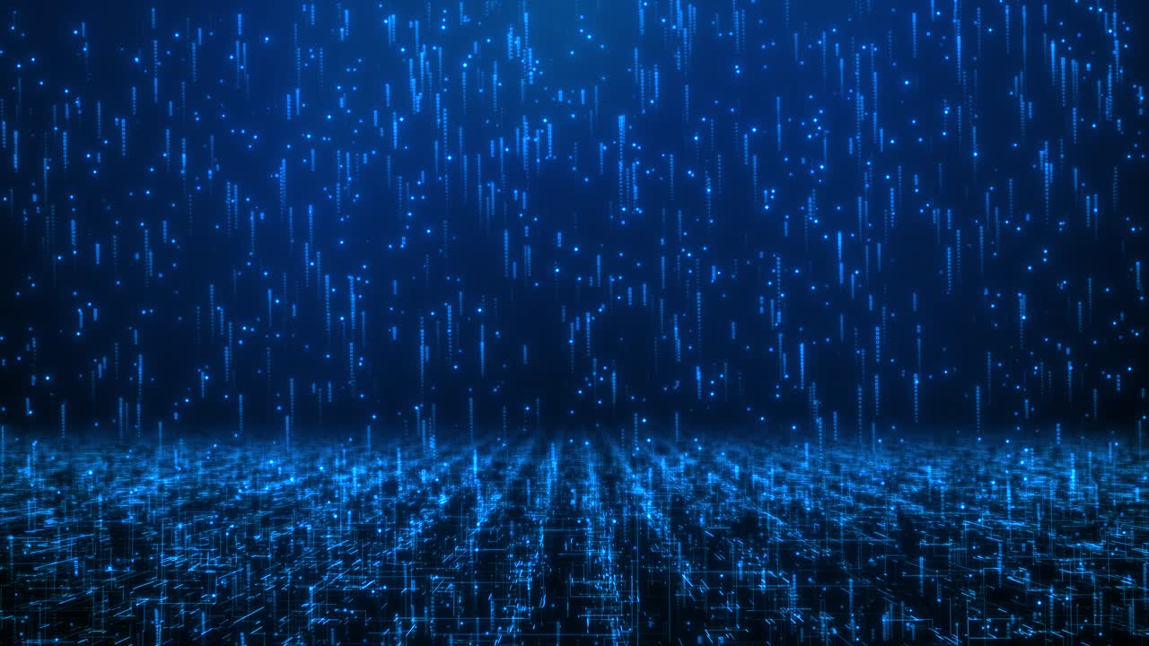 Blue Digital Data Lines Rising from Grid Floor. Cloud Computing and Data Upload Concept