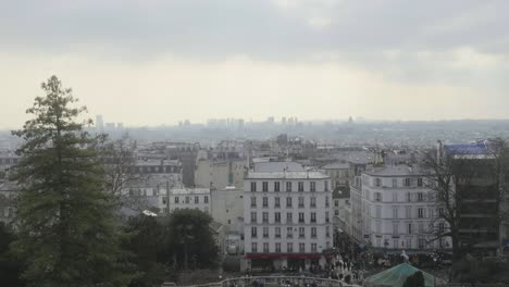 scenic urban cityscape view of downtown paris, pedestrian neighbourhood
