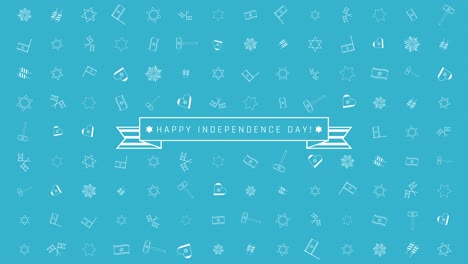 israel independence day holiday flat design animation background with traditional outline icon symbols and english text