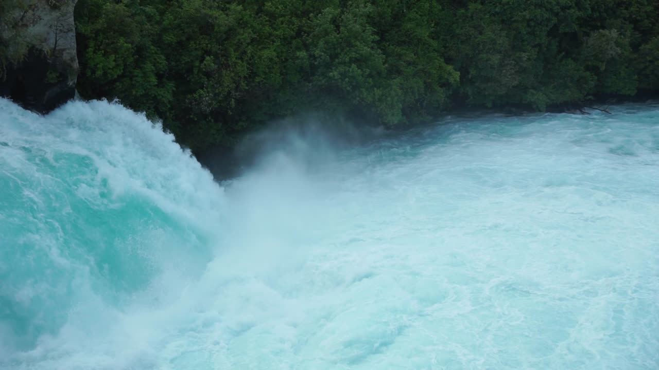 Close up Pan of raging Huka Falls, New Zealand
