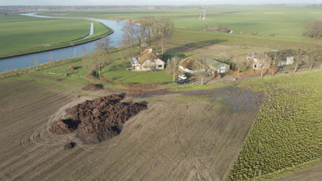 aerial of small farm in rural holland