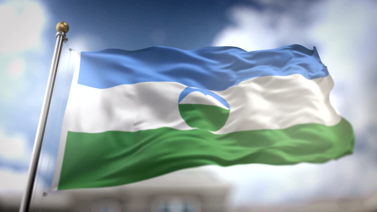 카바르디노-발카리아 발이 느린 동작으로 3d 렌더링 파란 하늘 배경 - 원활한 루프 4k