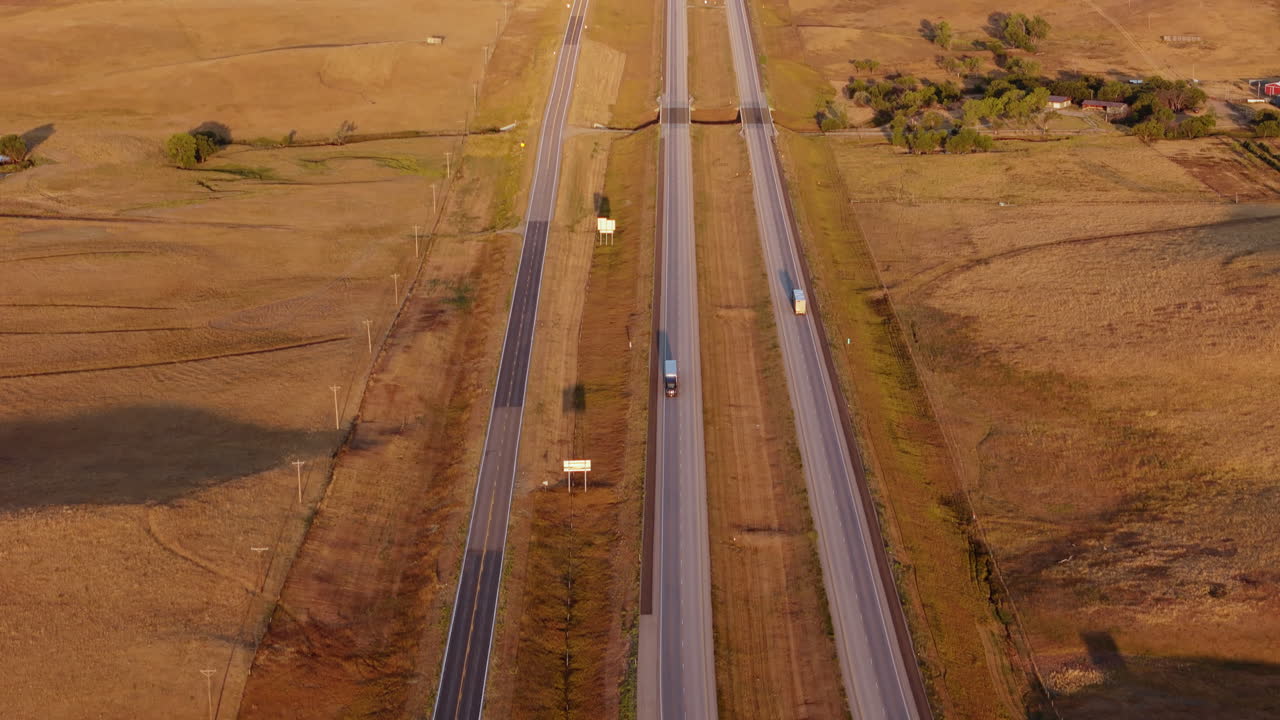 High-angle view of a highway traversing a rural landscape