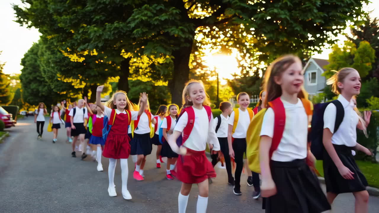 Schoolchildren Walking to School
