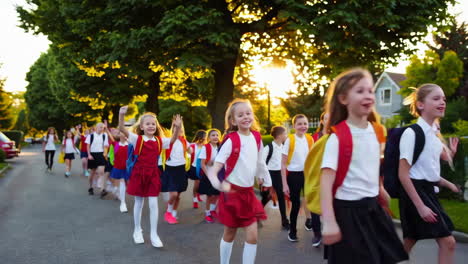 schoolchildren walking to school