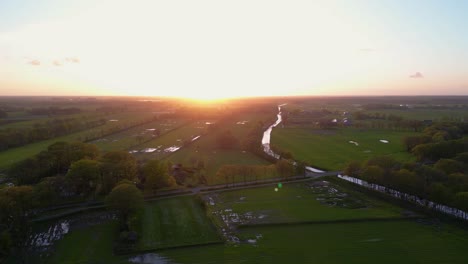 Sunset over Dutch Countryside Canal