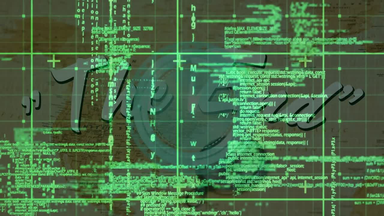 animación del procesamiento de datos sobre el texto fin