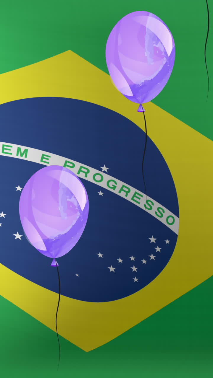 animación de globos sobre la bandera de brasil