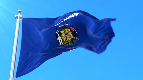 flag of wisconsin state, region of the united states of america - loop