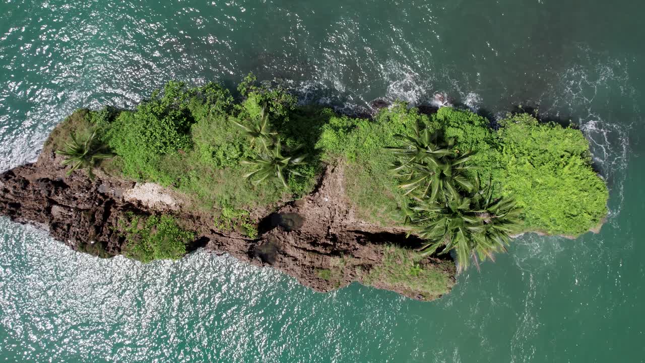 pequeño arrecife de isla tropical con palmeras en el océano pacífico, costa rica