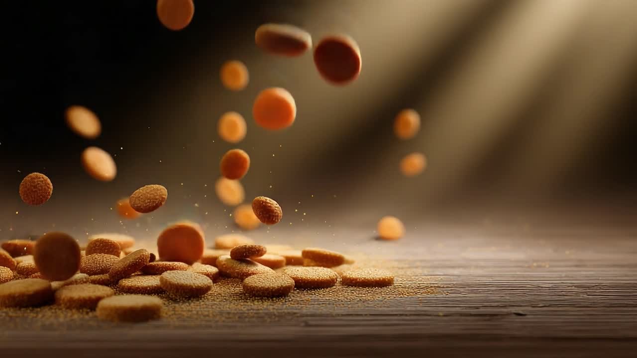 Un primo piano accattivante di compresse fluttuanti in una luce eterea: una rappresentazione artistica della medicina e della salute in movimento