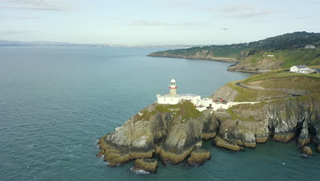 aerial view 4k, baily lighthouse, speed ramp, irish coast