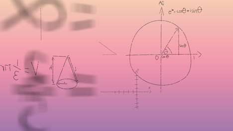 animation of mathematical data processing over pink background