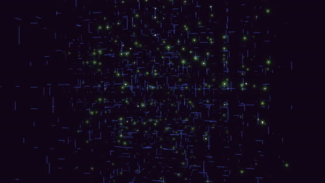 complex 3d grid network of green dots and lines