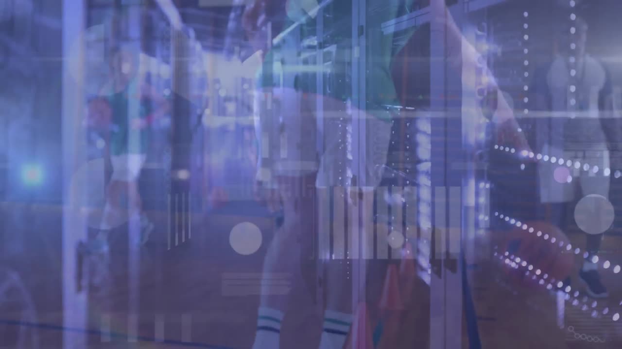 animación de diversos datos en el espacio azul.