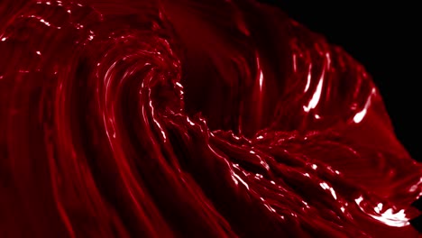 red wavy swirling whirlpool on dark background. 3d animation loop