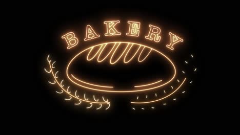 "neon sign of a bakery lights up sequentially"