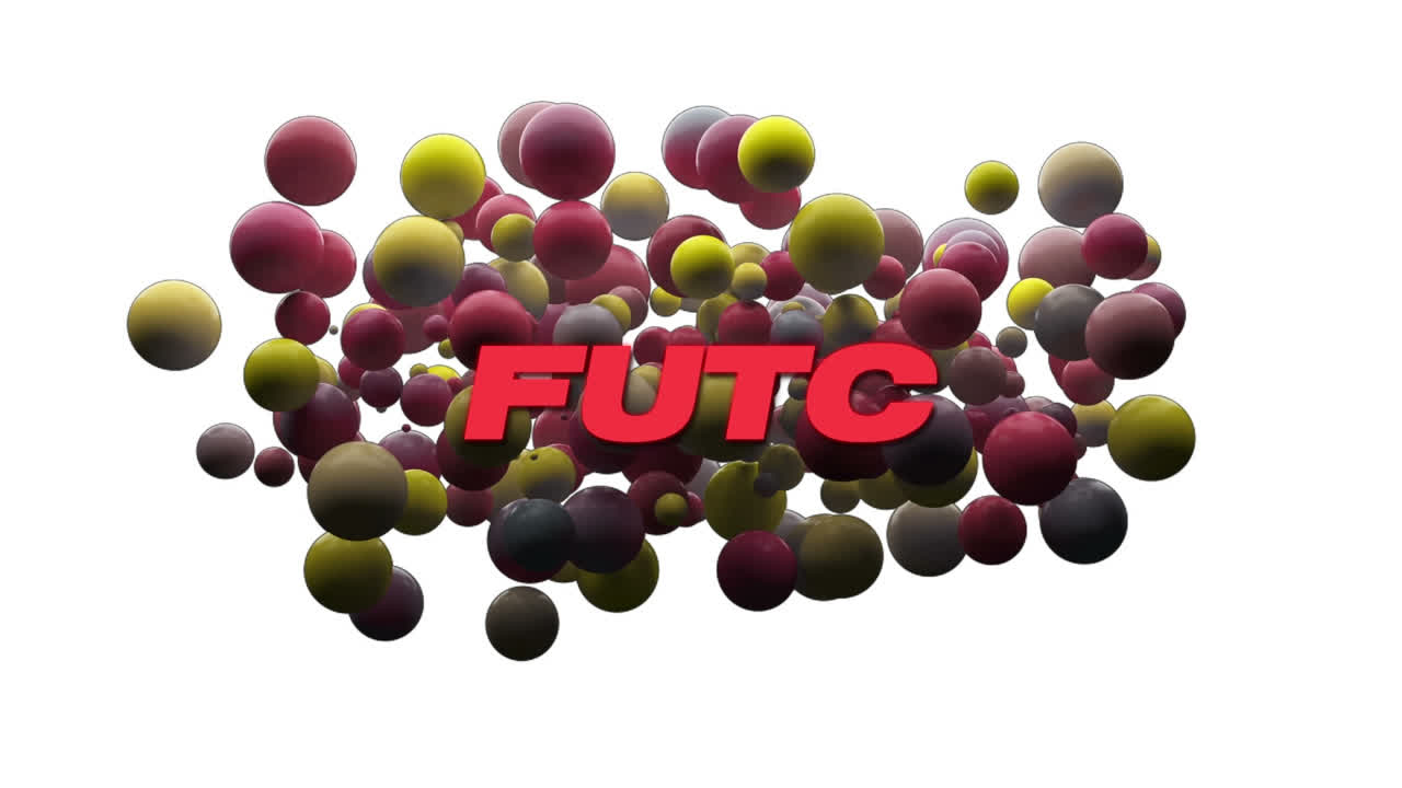 ⁇ 색에 빨간색과 노란색 구 위에 원을 가진 빨간색으로  ⁇ 크 텍스트의 애니메이션