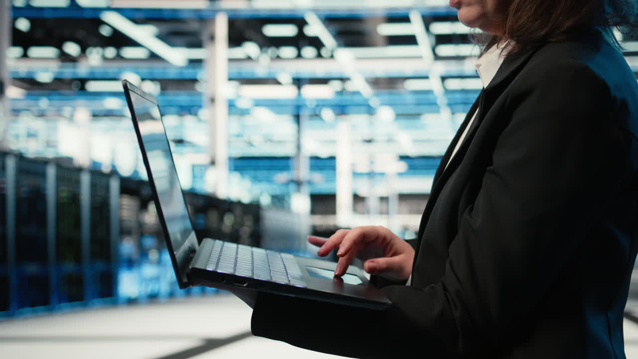 Close Up Of Laptop Software Used By Data Center Admin To Do Troubleshooting