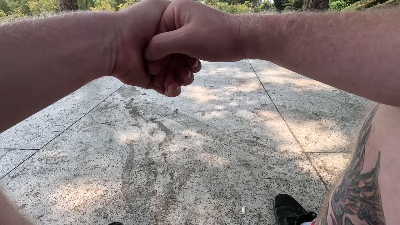 Sitting down in the streets of Athens.