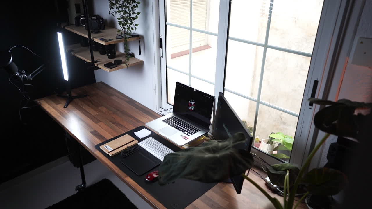 Minimal pro creative laptop monitor filmmaker studio