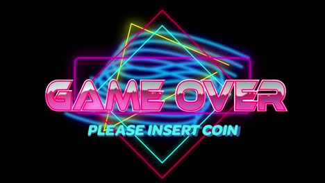 animation of game over text over light trails on black background