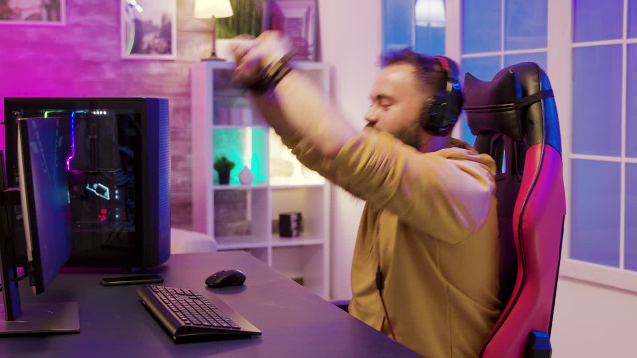 Man playing video game on his computer